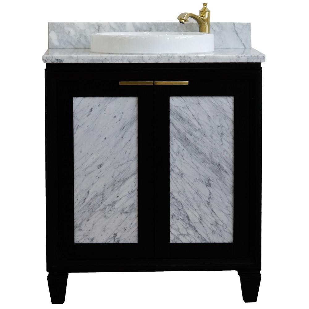 Single sink vanity in Black with White Carrara marble with rectangle sink. Picture 19