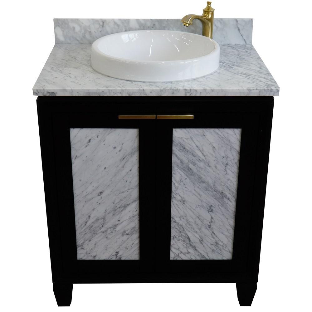 Single sink vanity in Black with White Carrara marble with rectangle sink. Picture 21