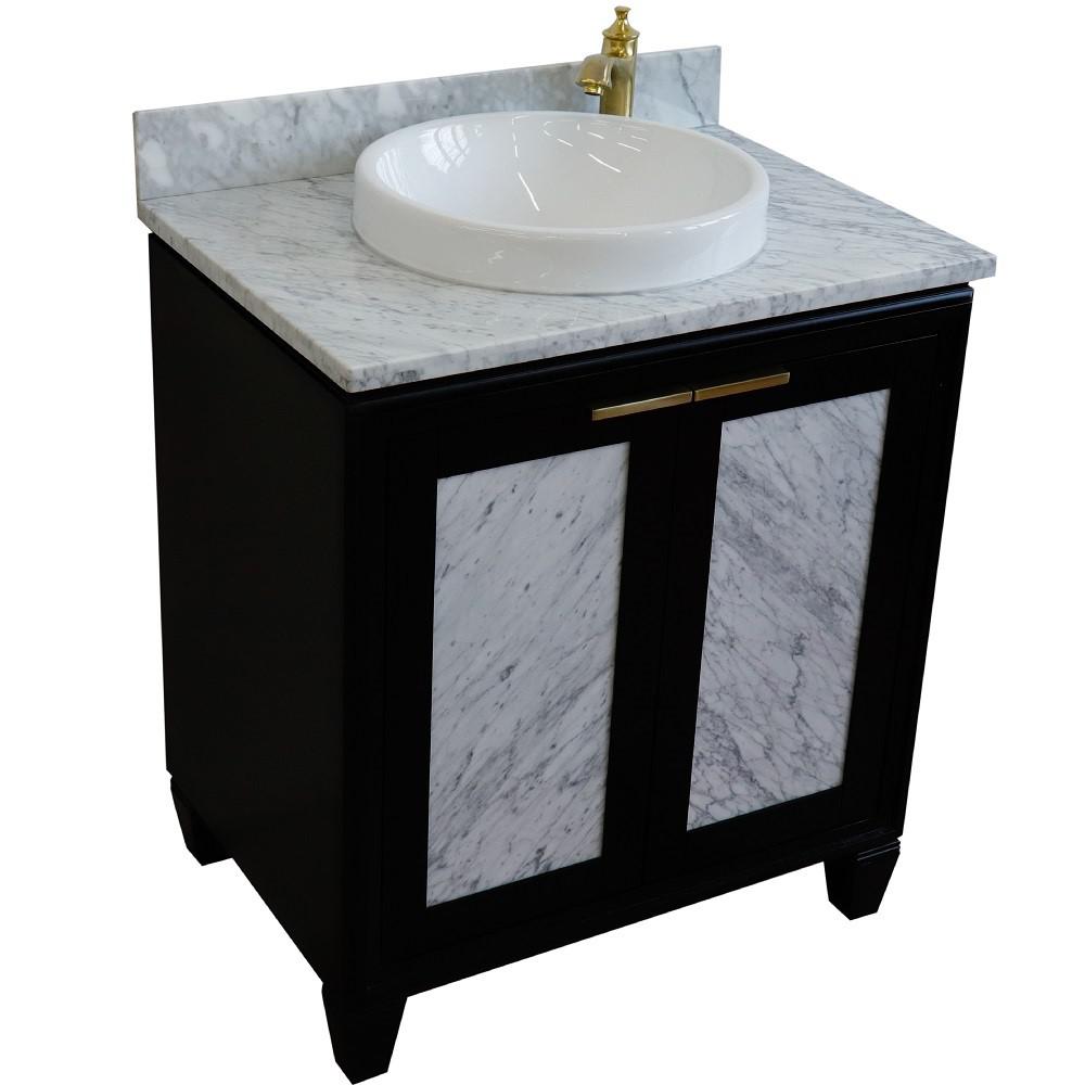 Single sink vanity in Black with White Carrara marble with rectangle sink. Picture 22