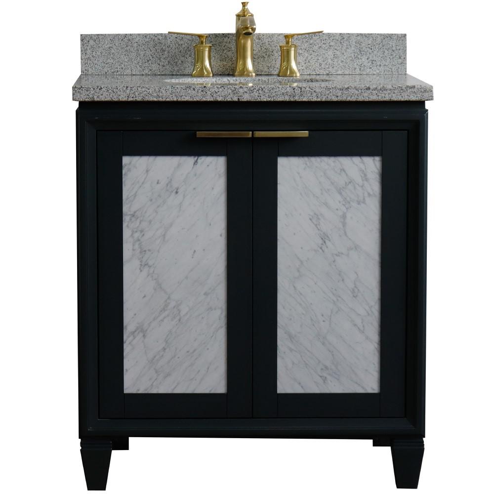 31 Single sink vanity in Dark Gray finish with Gray granite with oval sink. Picture 7