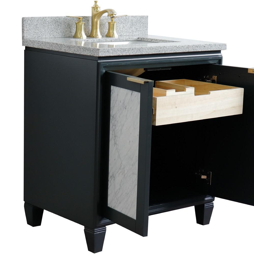31 Single sink vanity in Dark Gray finish with Gray granite with rectangle sink. Picture 7
