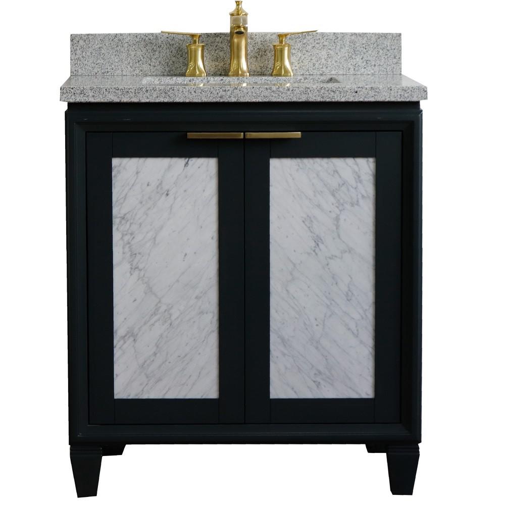 31 Single sink vanity in Dark Gray finish with Gray granite with rectangle sink. Picture 8