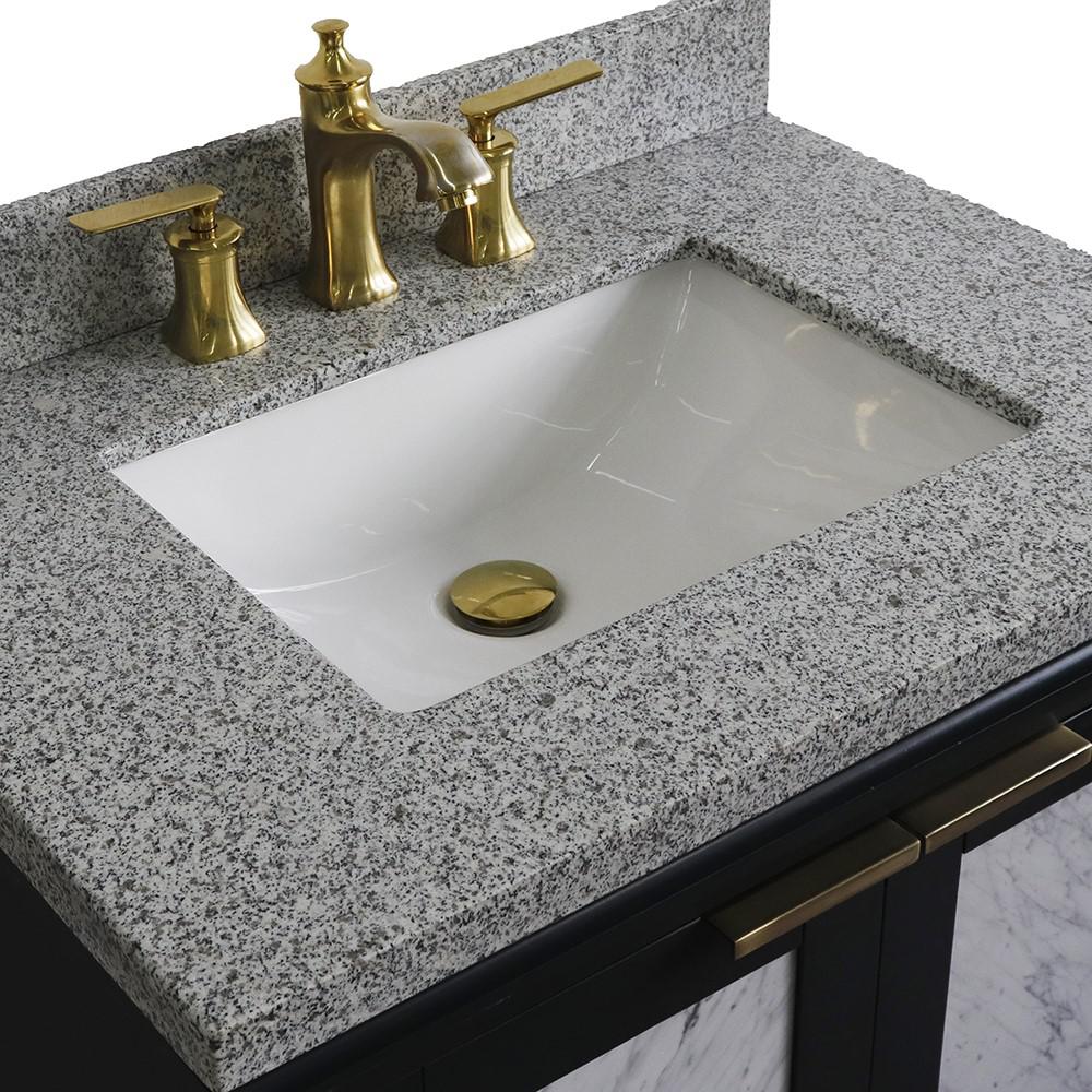 31 Single sink vanity in Dark Gray finish with Gray granite with rectangle sink. Picture 9
