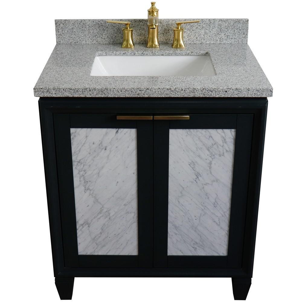 31 Single sink vanity in Dark Gray finish with Gray granite with rectangle sink. Picture 11