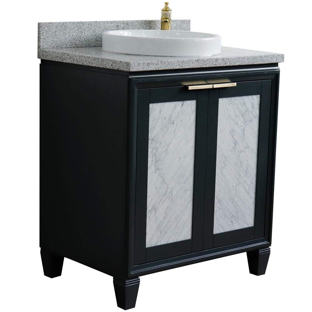 31 Single sink vanity in Dark Gray finish with Gray granite with rectangle sink. Picture 16