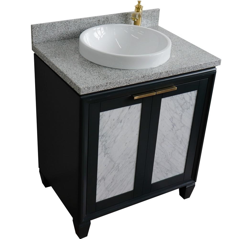 31 Single sink vanity in Dark Gray finish with Gray granite with rectangle sink. Picture 25