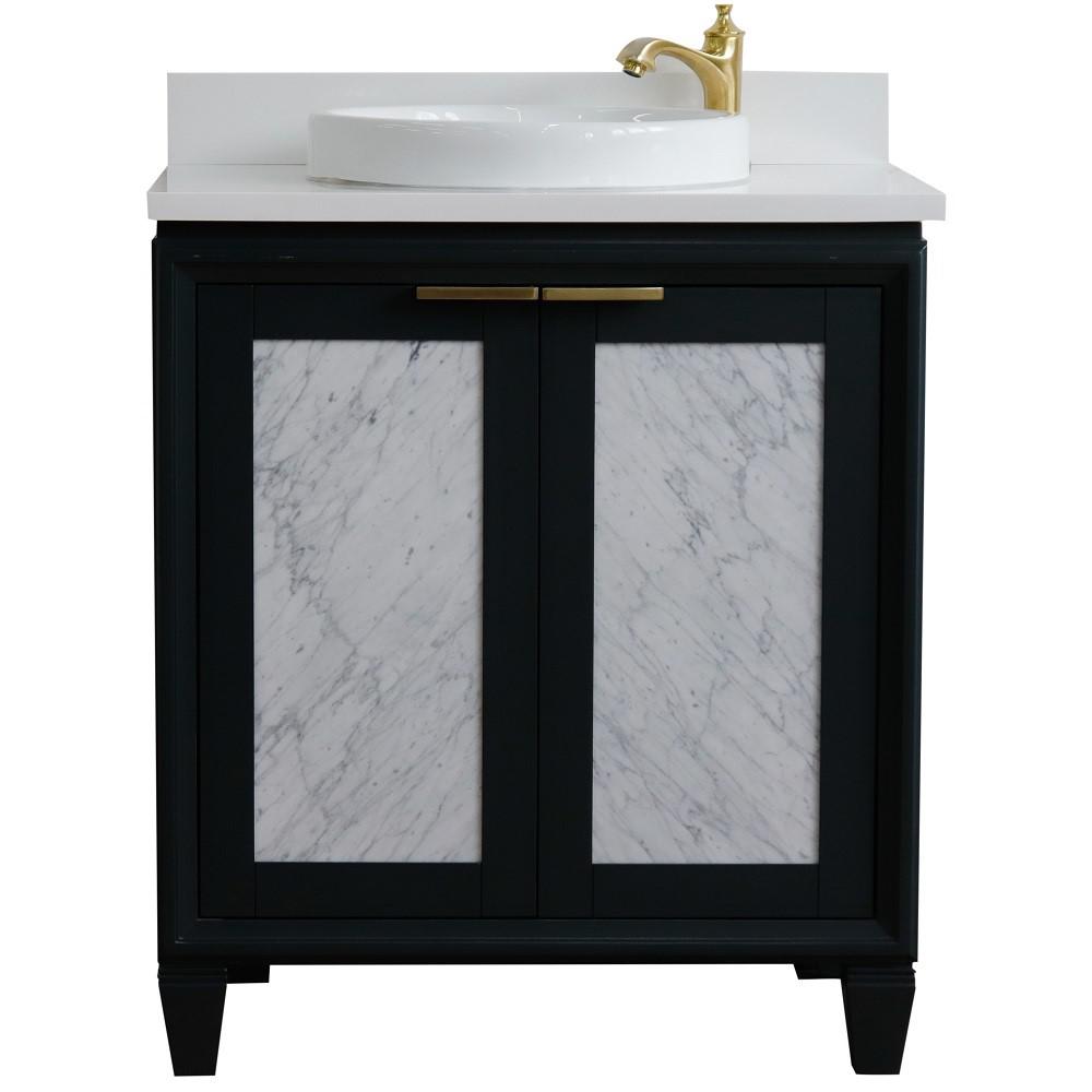 31 Single sink vanity in Dark Gray finish with White quartz with rectangle sink. Picture 21