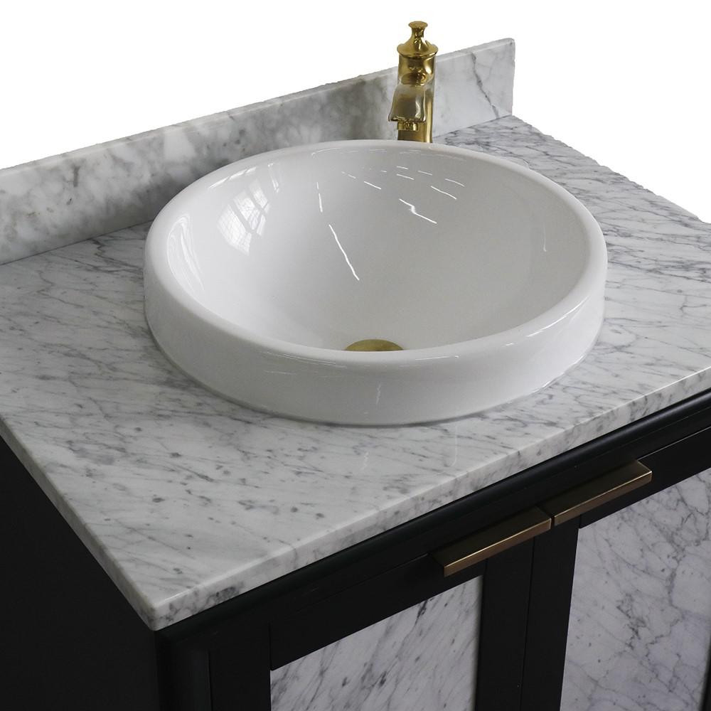Single sink vanity in Gray with White Carrara marble with rectangle sink. Picture 22