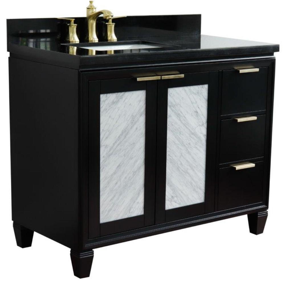 Single vanity in Black with Black galaxy and rectangle sink- door/sink. Picture 3