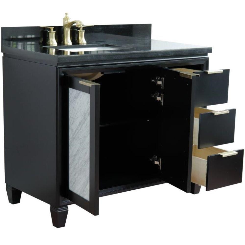 Single vanity in Black with Black galaxy and rectangle sink- door/sink. Picture 8