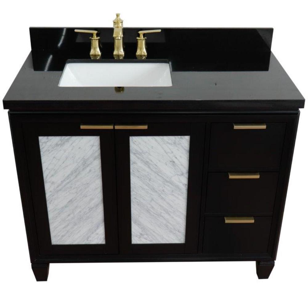 Single vanity in Black with Black galaxy and rectangle sink- door/sink. Picture 12