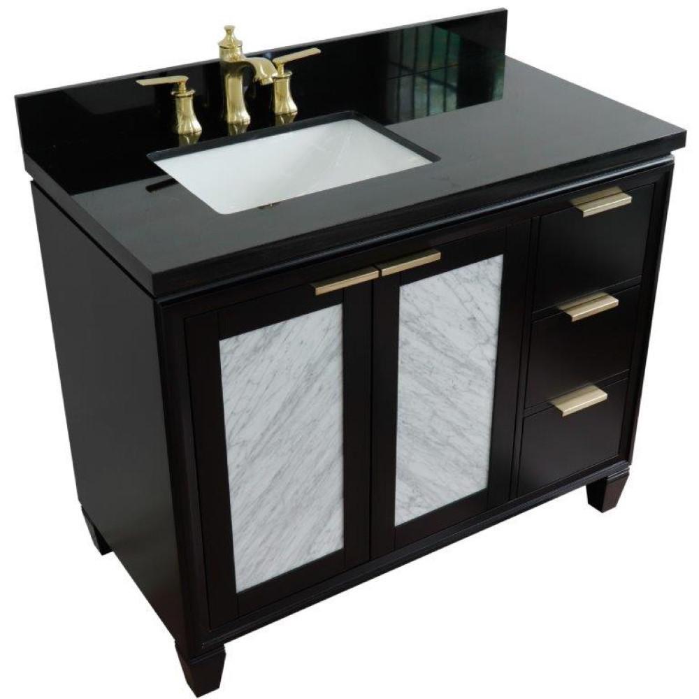 Single vanity in Black with Black galaxy and rectangle sink- door/sink. Picture 13