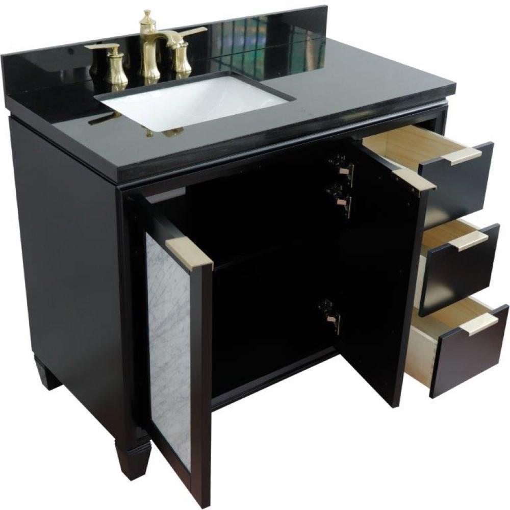 Single vanity in Black with Black galaxy and rectangle sink- door/sink. Picture 14