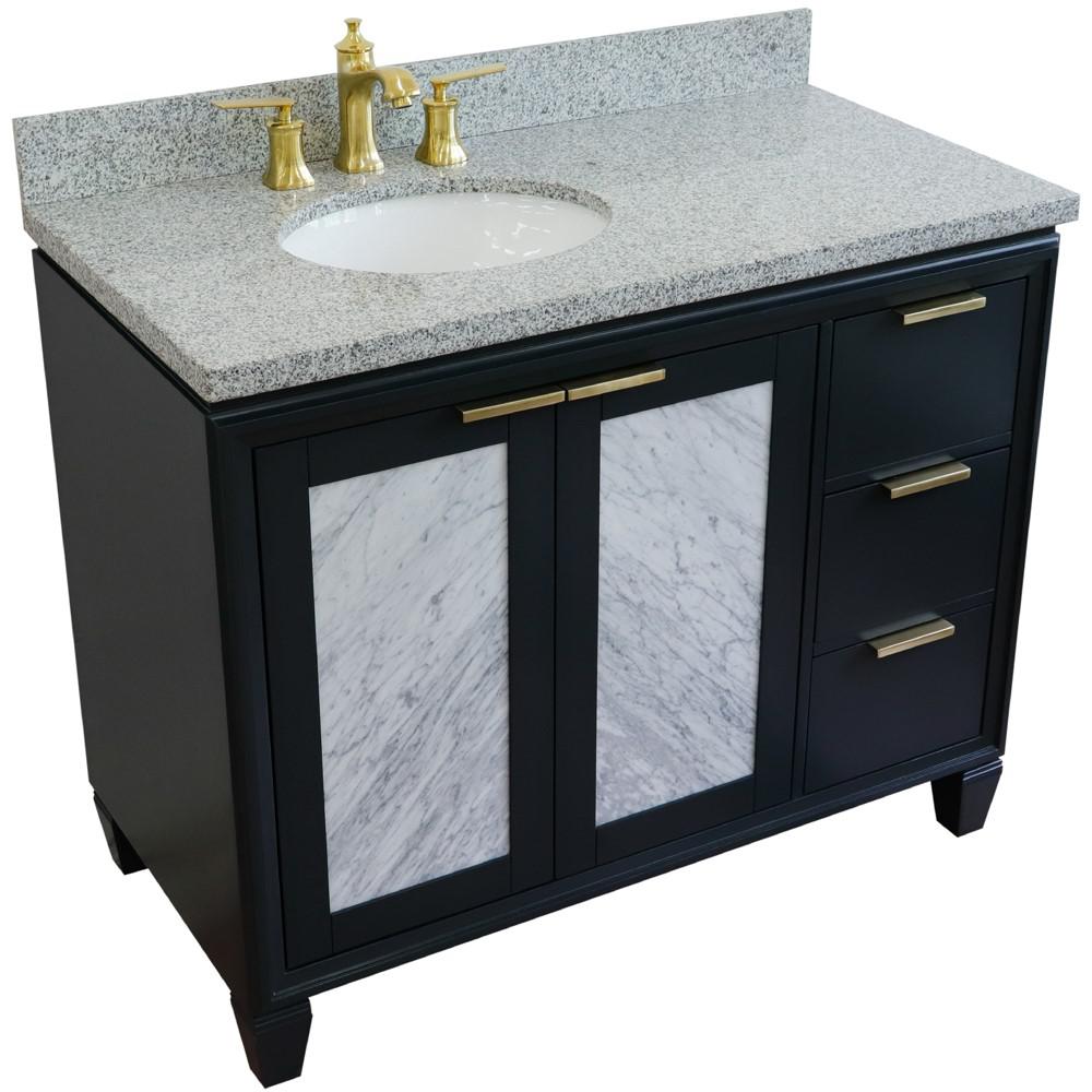 Single vanity in Dark Gray with Gray granite and oval sink- door/sink. Picture 12