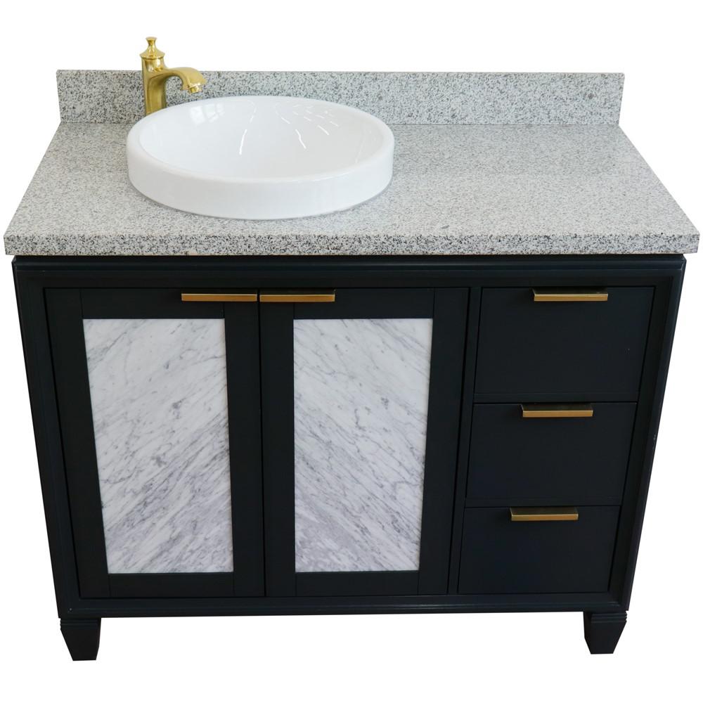 Single vanity in Dark Gray with Gray granite and round sink- door/sink. Picture 12