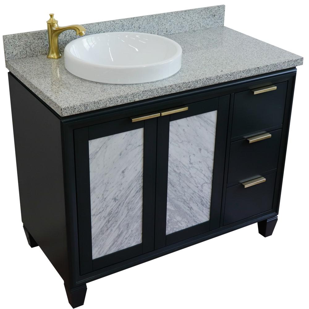 Single vanity in Dark Gray with Gray granite and round sink- door/sink. Picture 13