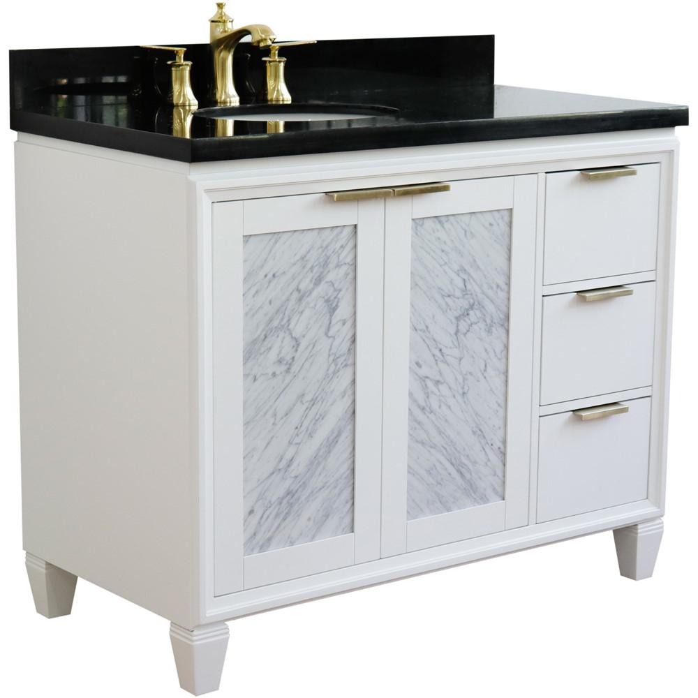 Single vanity in White with Black galaxy and oval sink- Left door/Left sink. Picture 6