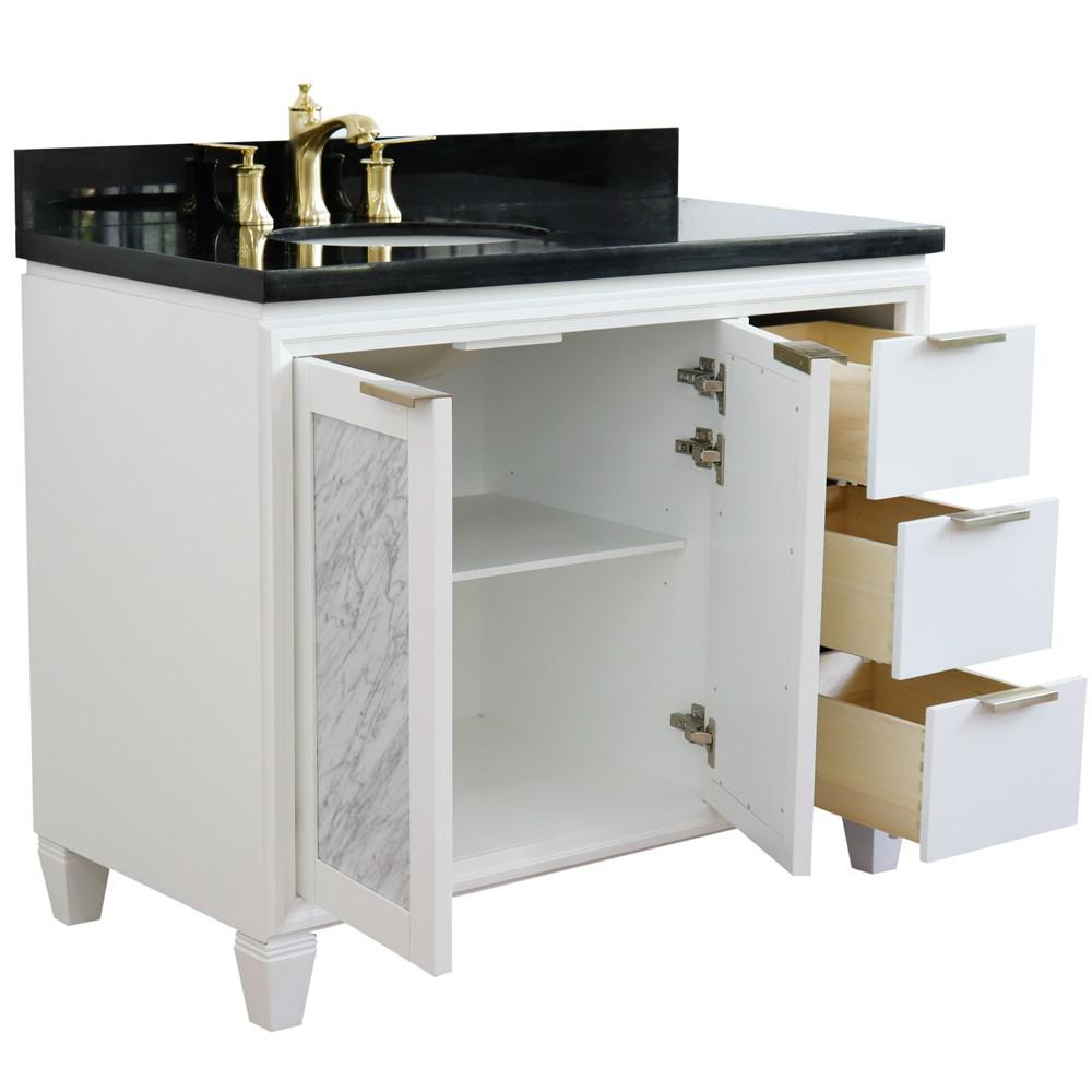 Single vanity in White with Black galaxy and oval sink- Left door/Left sink. Picture 7