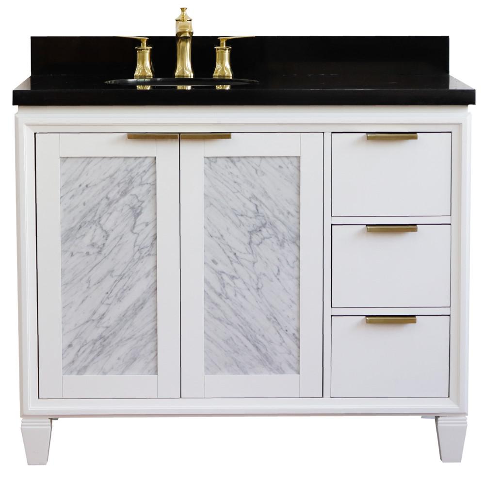 Single vanity in White with Black galaxy and oval sink- Left door/Left sink. Picture 8