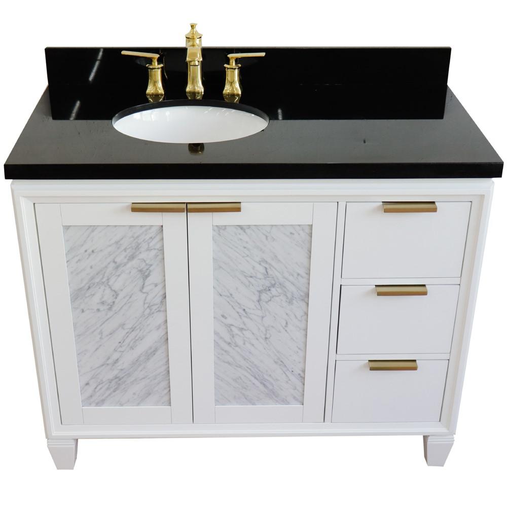 Single vanity in White with Black galaxy and oval sink- Left door/Left sink. Picture 11