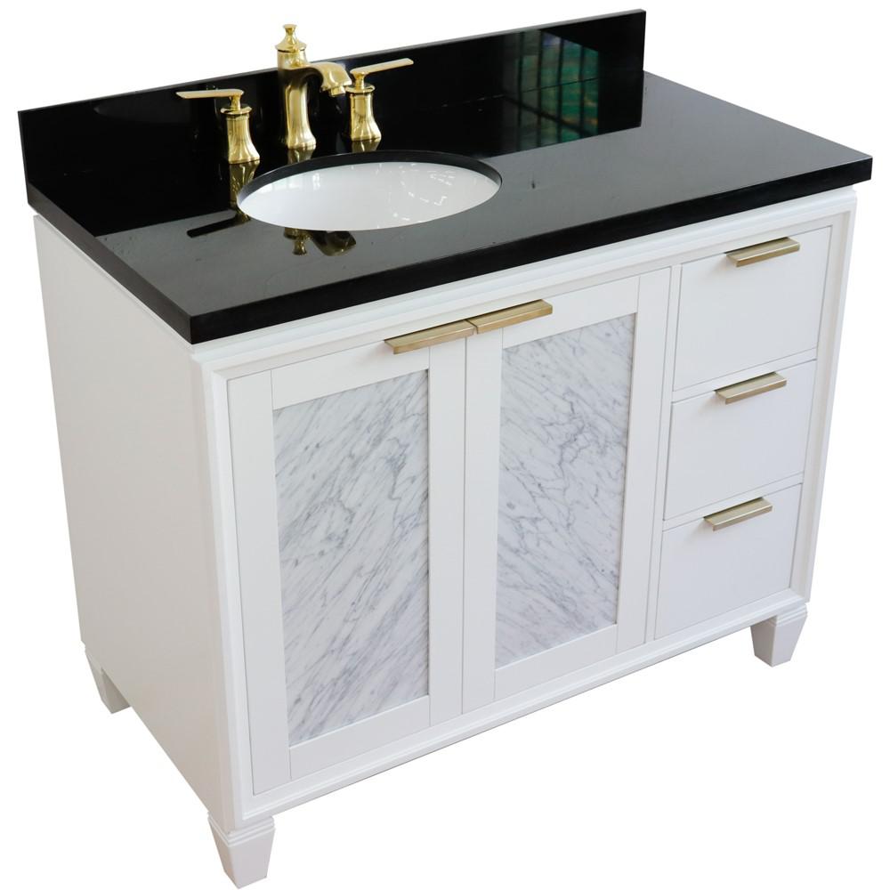 Single vanity in White with Black galaxy and oval sink- Left door/Left sink. Picture 12