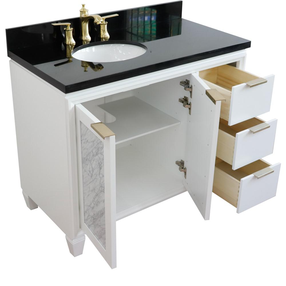 Single vanity in White with Black galaxy and oval sink- Left door/Left sink. Picture 13