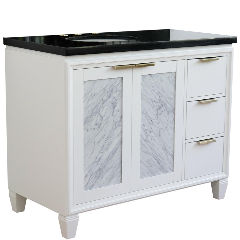 Single vanity in White with Black galaxy and oval sink- Left door/Left sink. Picture 15