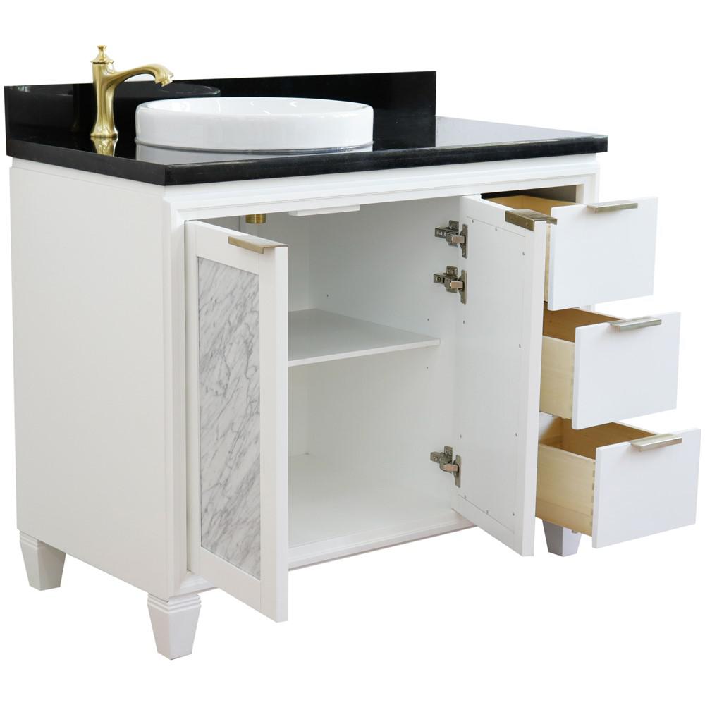 Single vanity in White with Black galaxy and round sink- Left door/Left sink. Picture 7