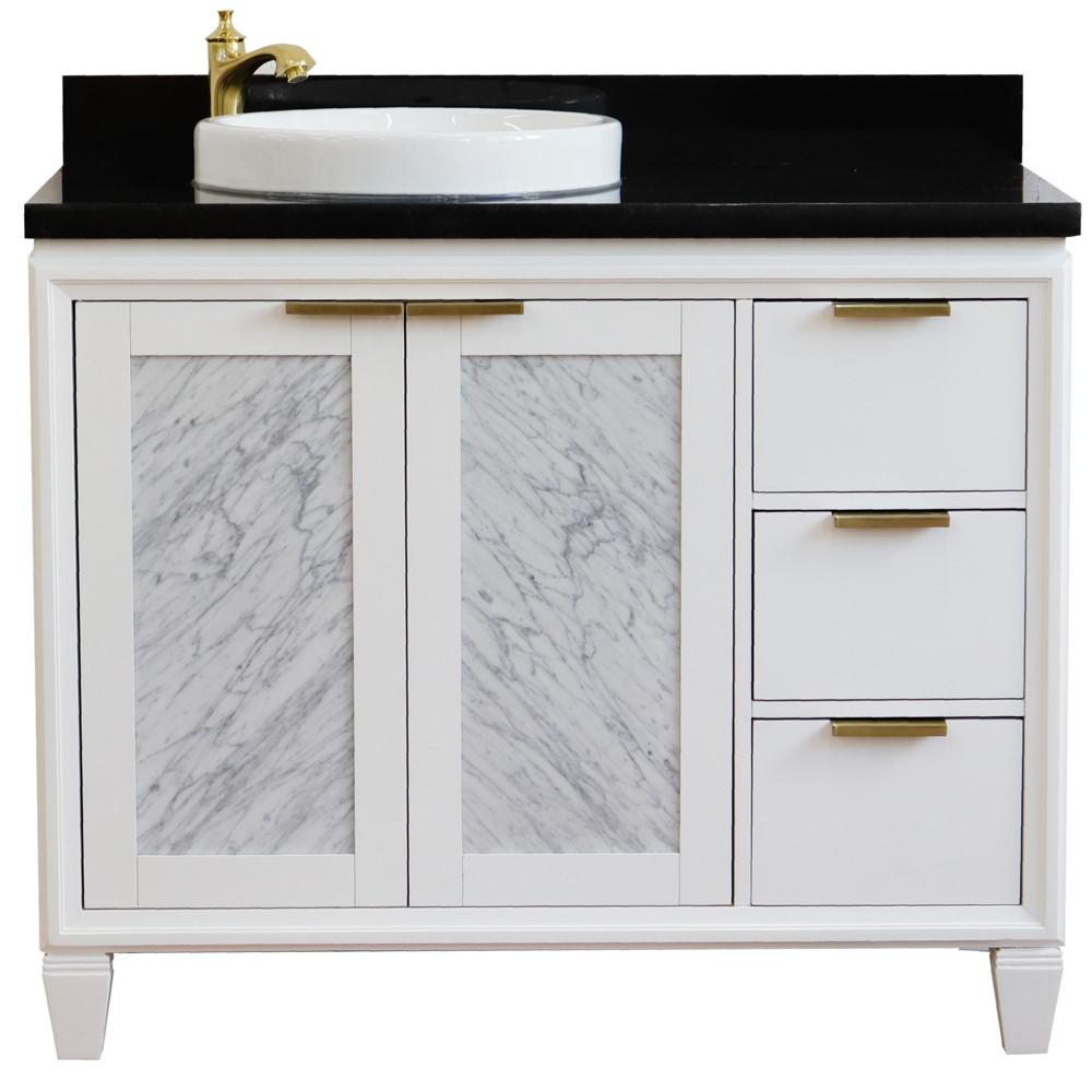 Single vanity in White with Black galaxy and round sink- Left door/Left sink. Picture 8