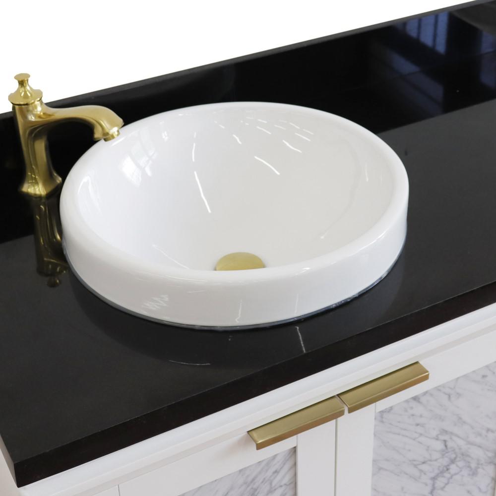 Single vanity in White with Black galaxy and round sink- Left door/Left sink. Picture 9
