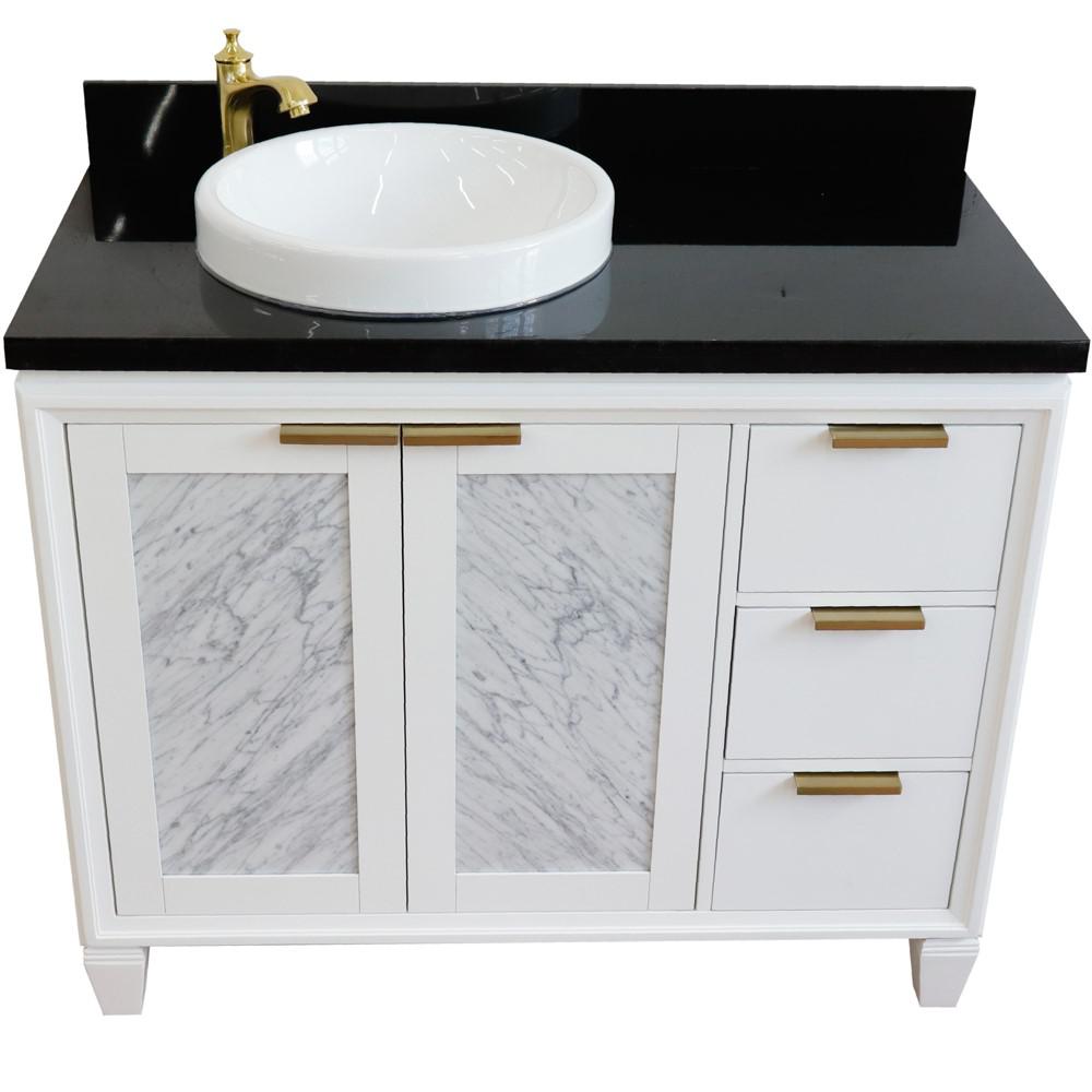 Single vanity in White with Black galaxy and round sink- Left door/Left sink. Picture 11
