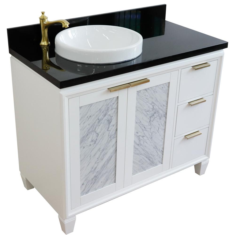 Single vanity in White with Black galaxy and round sink- Left door/Left sink. Picture 12