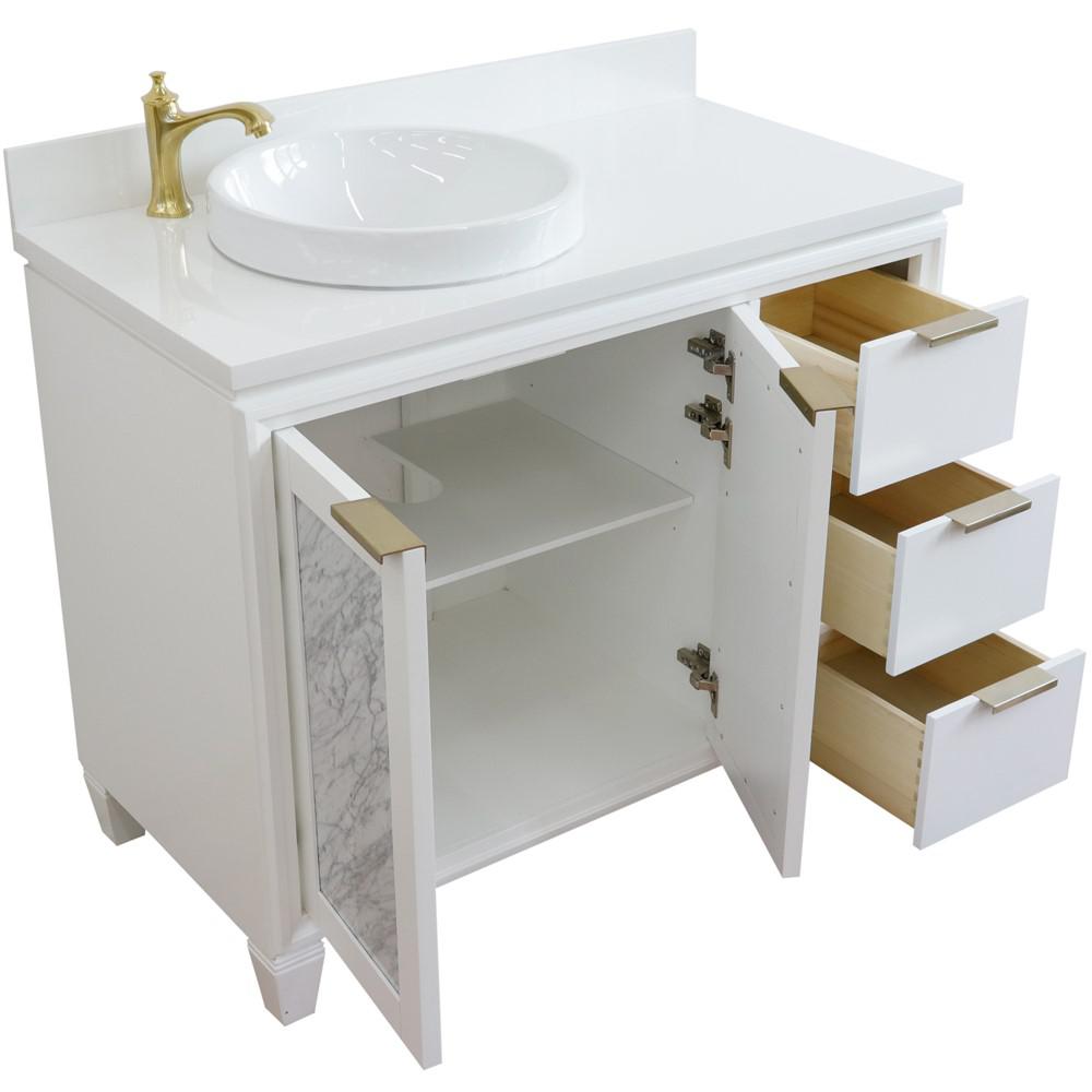Single vanity in White with White quartz and round sink- Left door/Left sink. Picture 13