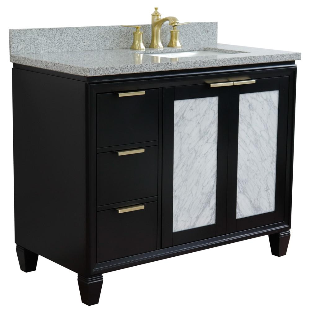 Single vanity in Black with Gray granite and rectangle sink. Picture 6