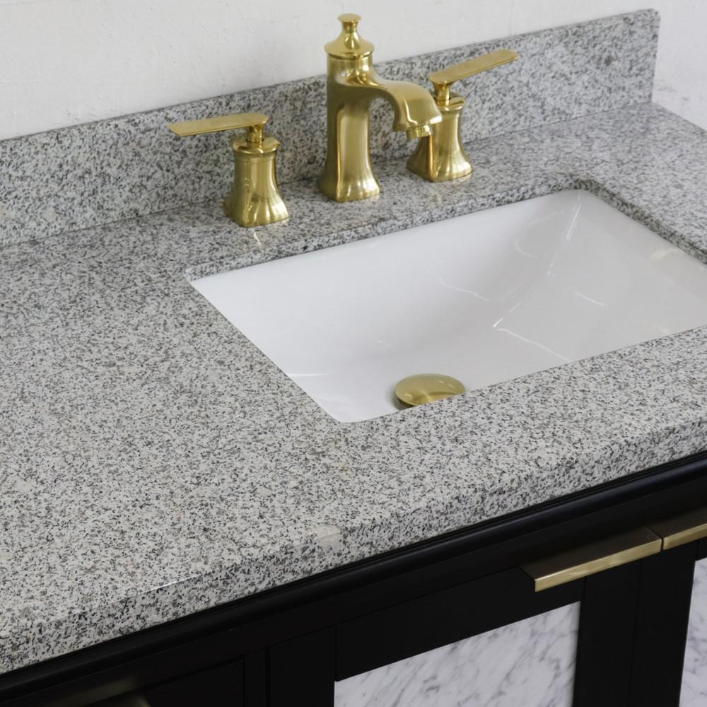 Single vanity in Black with Gray granite and rectangle sink. Picture 9