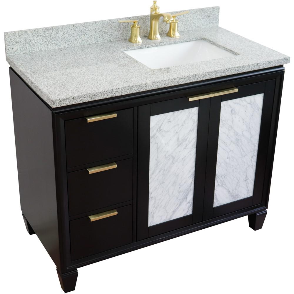 Single vanity in Black with Gray granite and rectangle sink. Picture 12