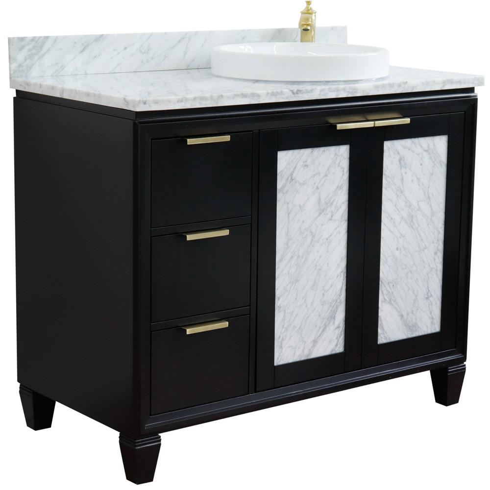 Single vanity in Black with White Carrara and round sink. Picture 6