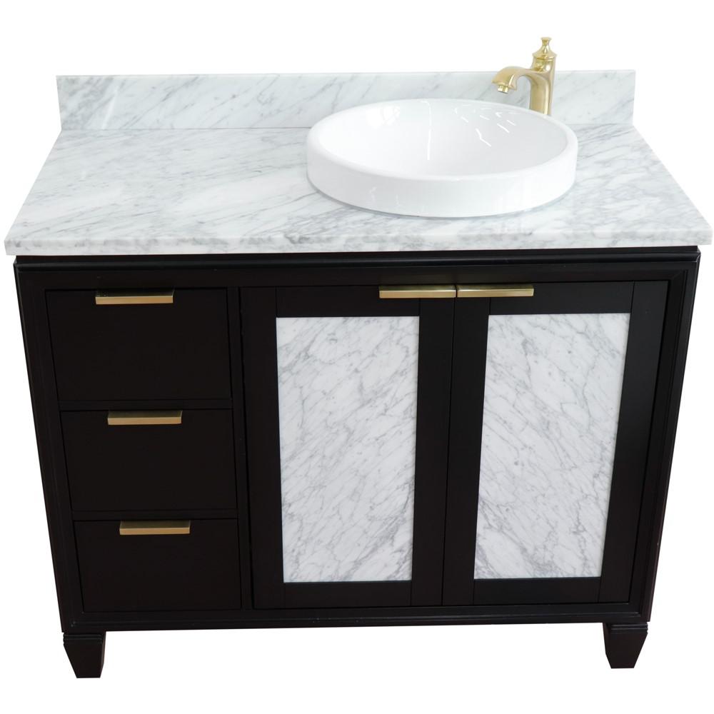 Single vanity in Black with White Carrara and round sink. Picture 11