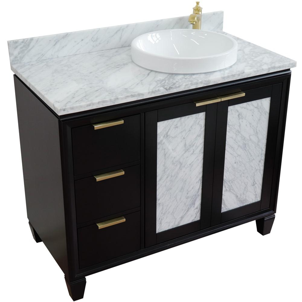 Single vanity in Black with White Carrara and round sink. Picture 12