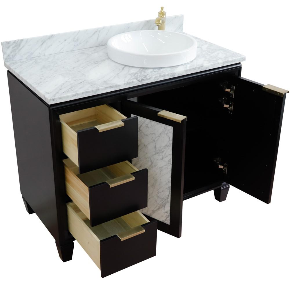 Single vanity in Black with White Carrara and round sink. Picture 13