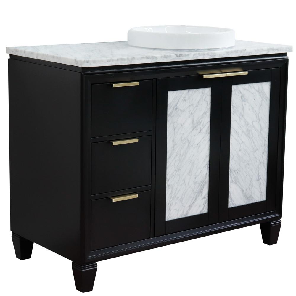 Single vanity in Black with White Carrara and round sink. Picture 15