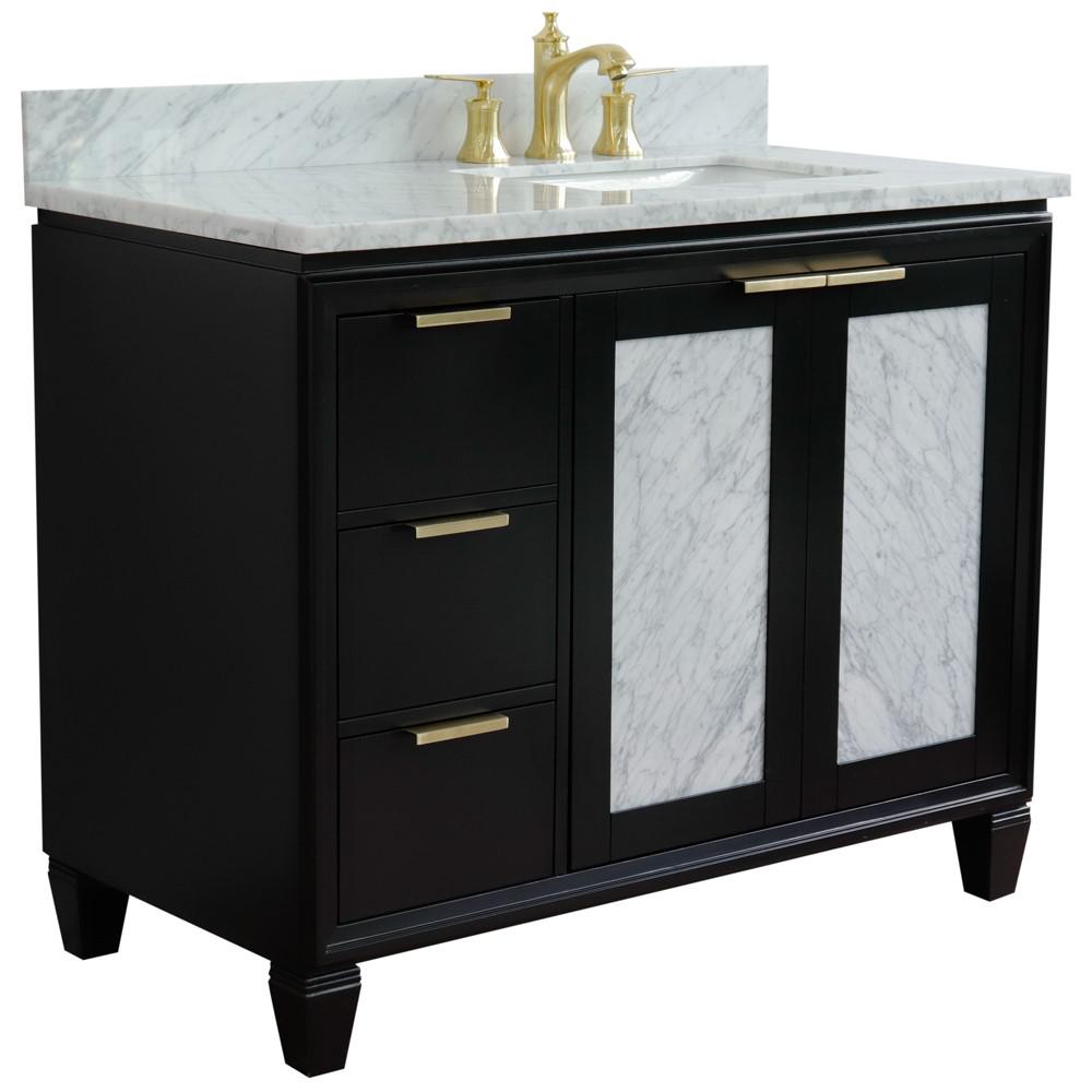 Single vanity in Black with White Carrara and rectangle sink. Picture 6
