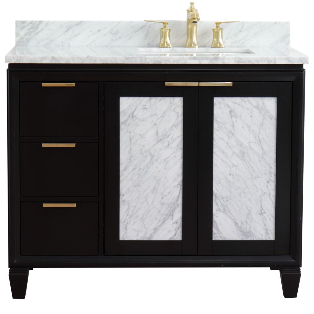 Single vanity in Black with White Carrara and rectangle sink. Picture 8