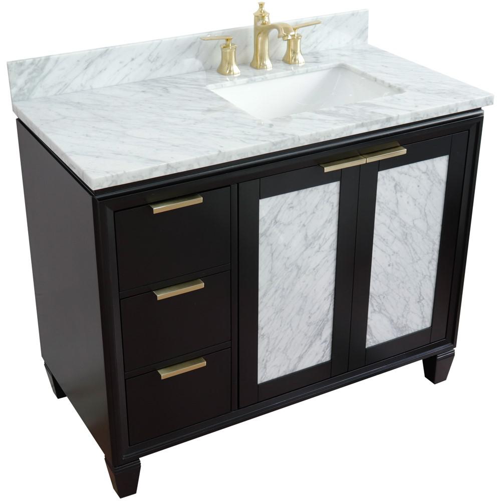 Single vanity in Black with White Carrara and rectangle sink. Picture 12