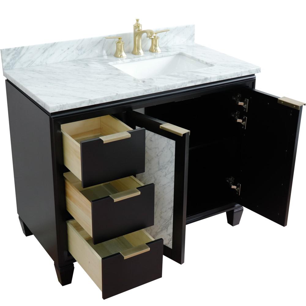 Single vanity in Black with White Carrara and rectangle sink. Picture 13