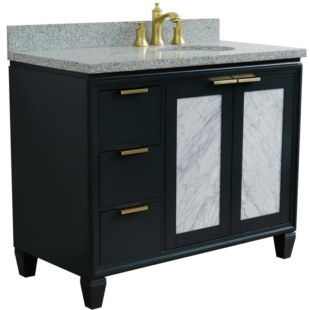 Single vanity in Dark Gray with Gray granite and oval sink. Picture 6