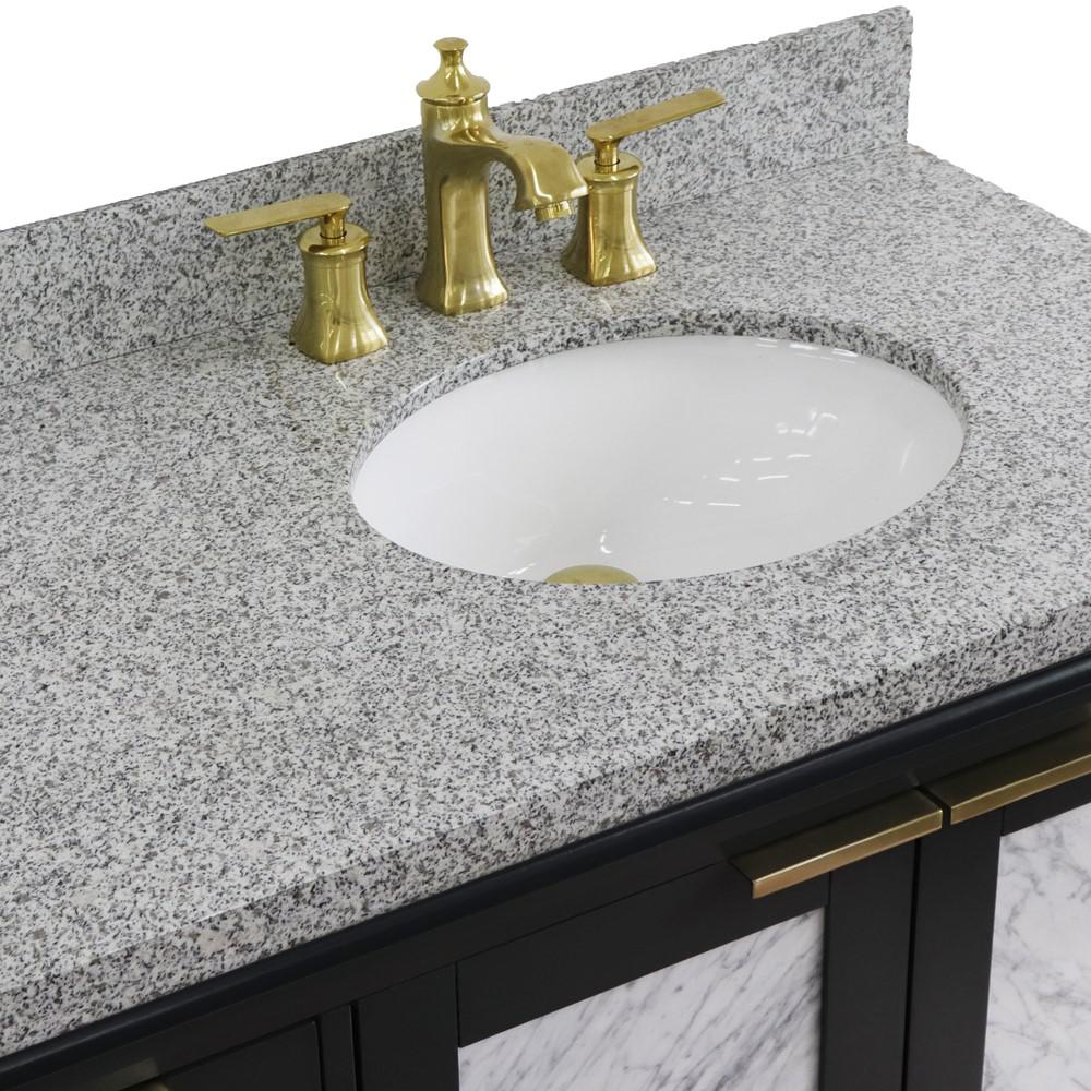 Single vanity in Dark Gray with Gray granite and oval sink. Picture 9