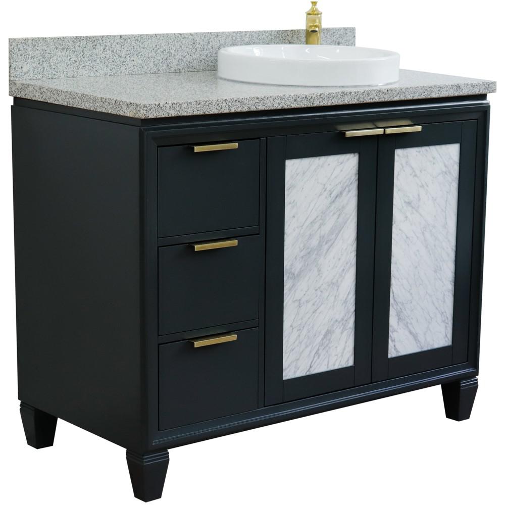 Single vanity in Dark Gray with Gray granite and round sink. Picture 6
