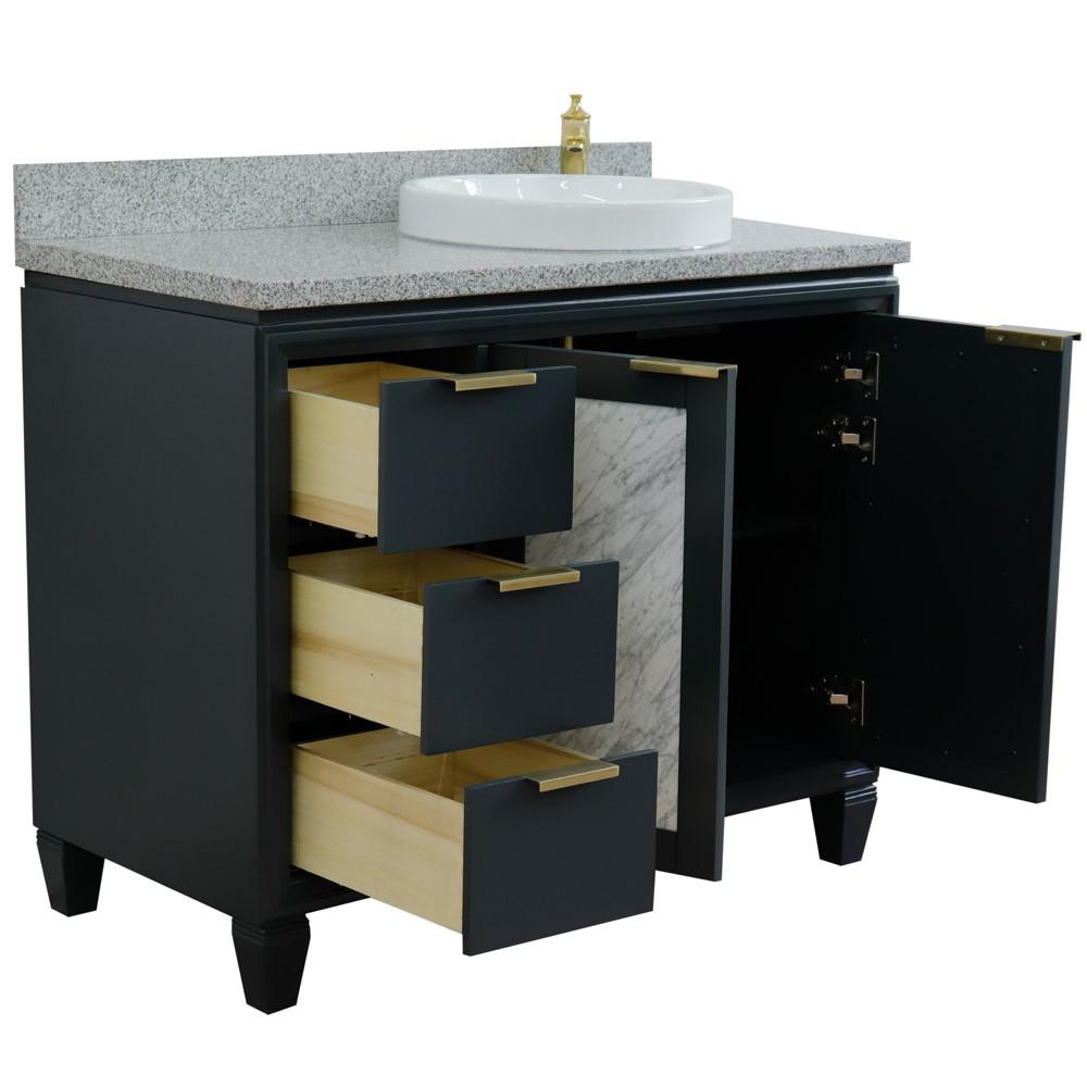 Single vanity in Dark Gray with Gray granite and round sink. Picture 7