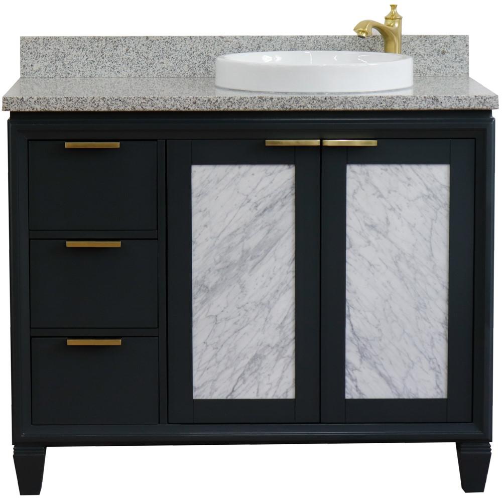 Single vanity in Dark Gray with Gray granite and round sink. Picture 8